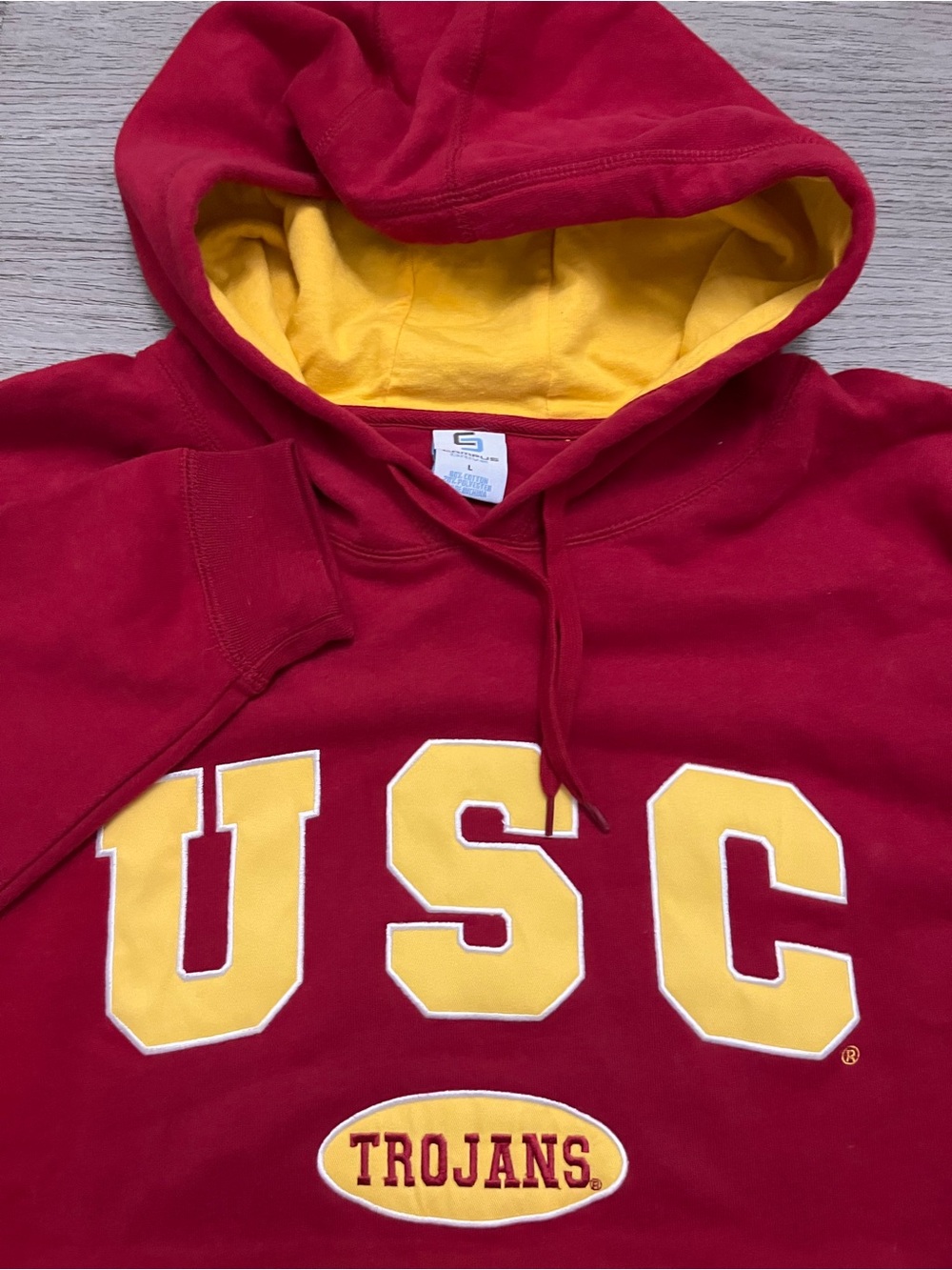USC Trojans Men's Hoodie Sweatshirt in Cardinal and Gold Vintage Y2K
